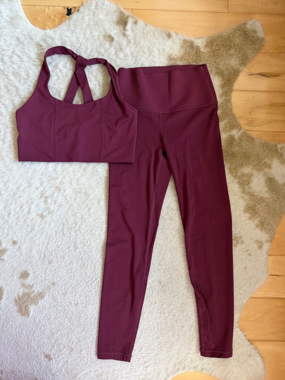 Carbon38 Burgundy High-Waist Leggings & Strappy Sports Bra Set M TOP